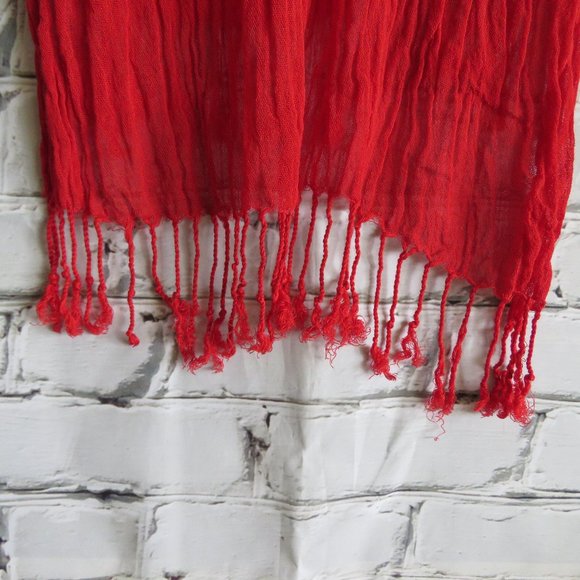 Vintage 1990s Deep Red Shawl With Tassels - Picture 2 of 3